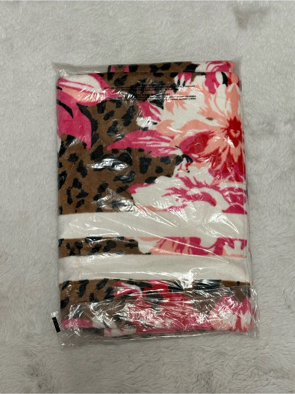 Leopard Floral Tie-Side Bikini Set in Pink with matching Towel